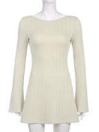 Slim Fit O-neck Solid Party Mini Dresses