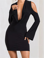 Elegant Front Ruched Vneck Mini Dresses