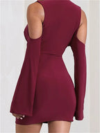 Elegant Front Ruched Vneck Mini Dresses