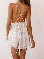 Deep Vneck High Waist Mini Dresses