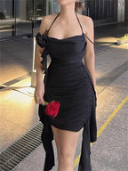 Flirty OffShoulder Sultry Ruffled Halter Mini Dresses