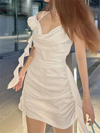 Flirty OffShoulder Sultry Ruffled Halter Mini Dresses