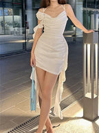 Flirty OffShoulder Sultry Ruffled Halter Mini Dresses