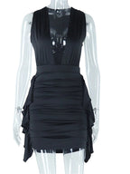 Deep Vneck Ruched Off Shoulder Mini Dresses
