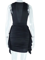 Deep Vneck Ruched Off Shoulder Mini Dresses