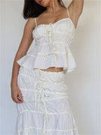 Vintage Lace-up for Women Sexy V-neck Slim Fit Sleeveless Y2K Retro Mini Vest Summer Streetwear Crop Top