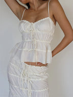 Vintage Lace-up for Women Sexy V-neck Slim Fit Sleeveless Y2K Retro Mini Vest Summer Streetwear Crop Top