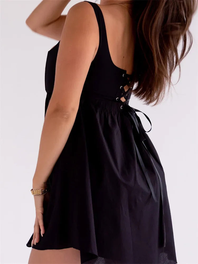 Chic Vintage Fairy Square Neck Aesthetic Mini Dresses