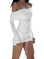 CrissCross TieUp Long Sleeve Mini Dresses