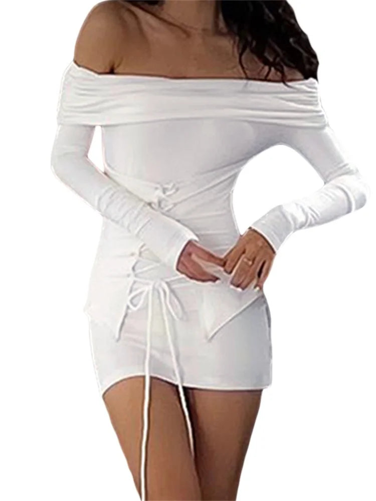 CrissCross TieUp Long Sleeve Mini Dresses
