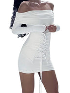 CrissCross TieUp Long Sleeve Mini Dresses