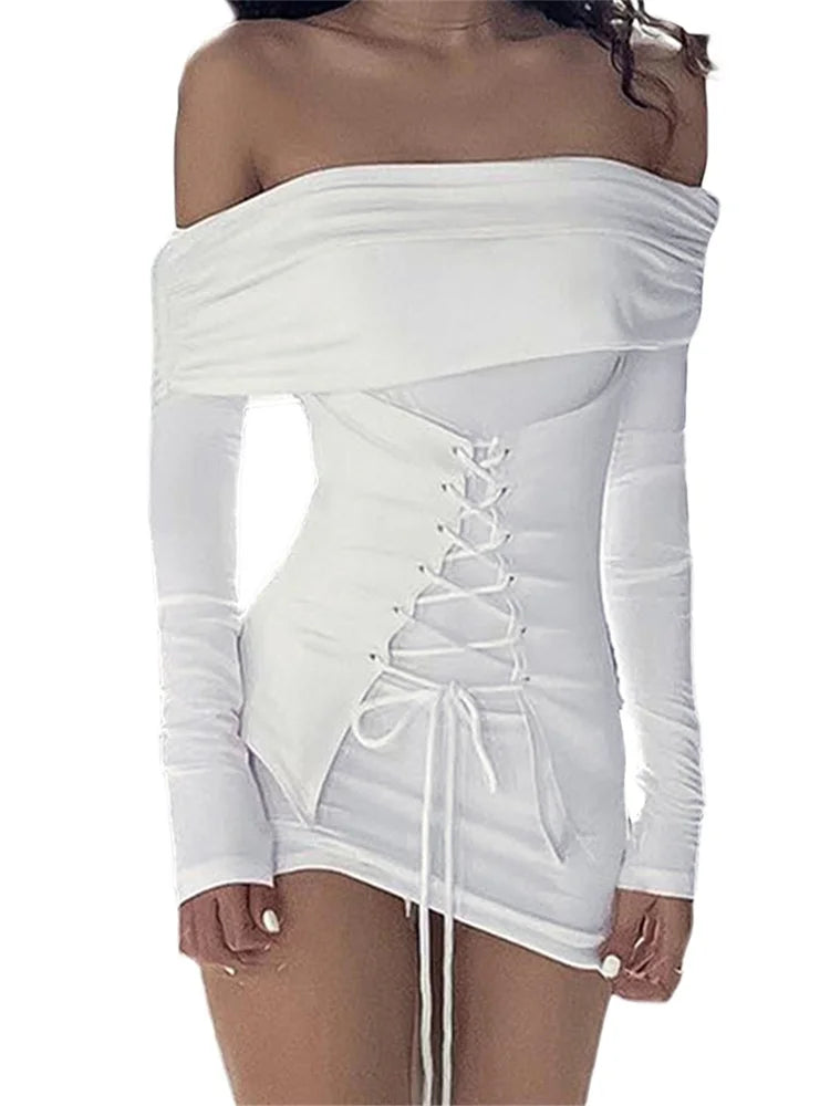 CrissCross TieUp Long Sleeve Mini Dresses