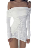 CrissCross TieUp Long Sleeve Mini Dresses