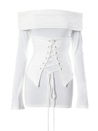 CrissCross TieUp Long Sleeve Mini Dresses