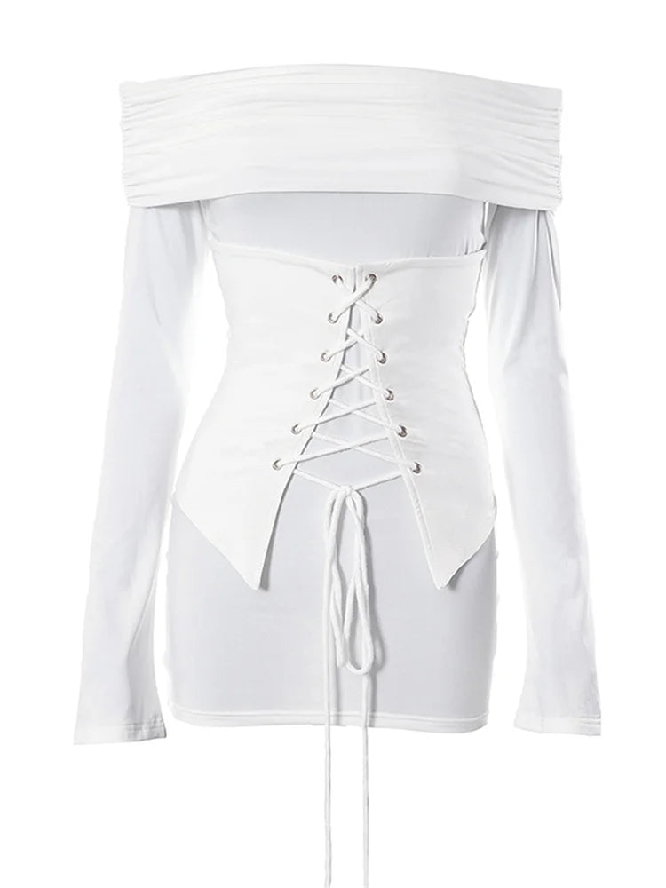 CrissCross TieUp Long Sleeve Mini Dresses