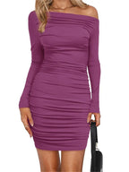 Fashion Bodycon Off Shoulder Solid Color Pencil Mini Dresses