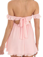 Casual Short Sleeve BacklessOff Shoulder Backless Mini Dresses