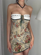 90s Aesthetic Strapless Tube Mini Dresses