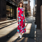 Natalia Elevated Floral Print Tunic Evening Dress Chic Silhouette Collection