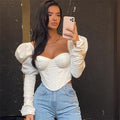 DressBetty - Puff Sleeve Slim Blouse