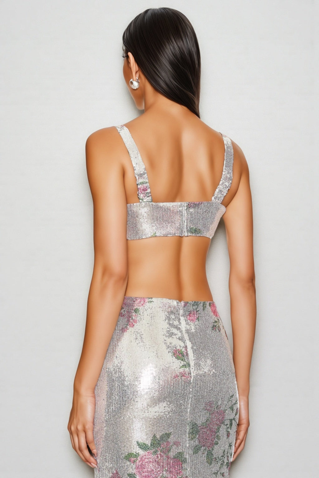 Orinthia Floral Sequin High Waist Maxi Dress