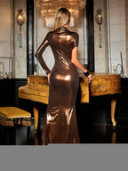 Cutout Metallic Maxi Dress