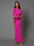 Calantha Crystal Bow Cutout Bandage Dress