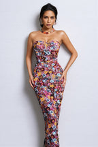 Cyria Strapless Flower Sequin Maxi Dress