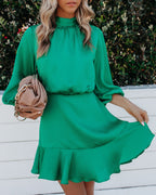 Call Me Angel Textured Satin Dress Green