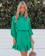 Call Me Angel Textured Satin Dress Green