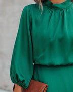 Call Me Angel Textured Satin Dress Hunter Green FINAL