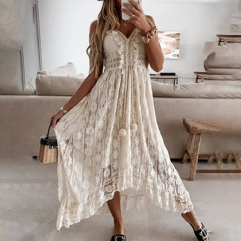 Paz Premium Casual Dress Sleeveless V Neck Designer Edit