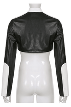 Short motorcycle PU leather jacket