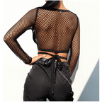 Hollow straps mesh T-shirt