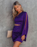 Caydan Satin One Shoulder Cutout Dress Plum FINAL