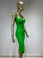 Summer Sexy Sleeveless Backless Green Midi Bodycon Bandage Elegant Party Dress