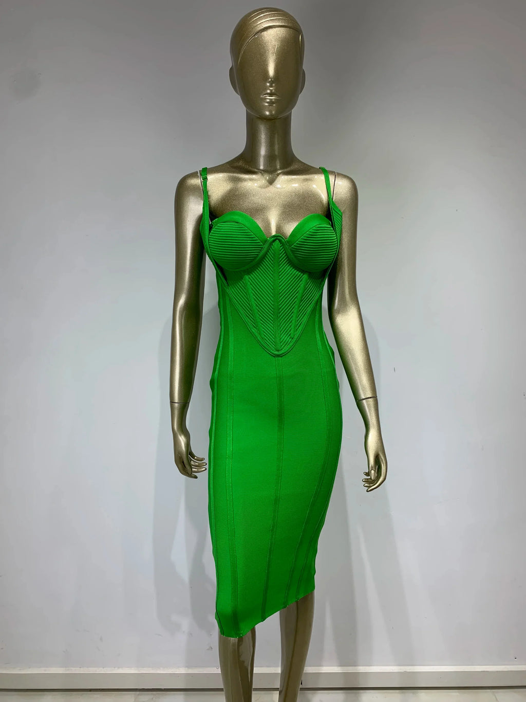 Summer Sexy Sleeveless Backless Green Midi Bodycon Bandage Elegant Party Dress