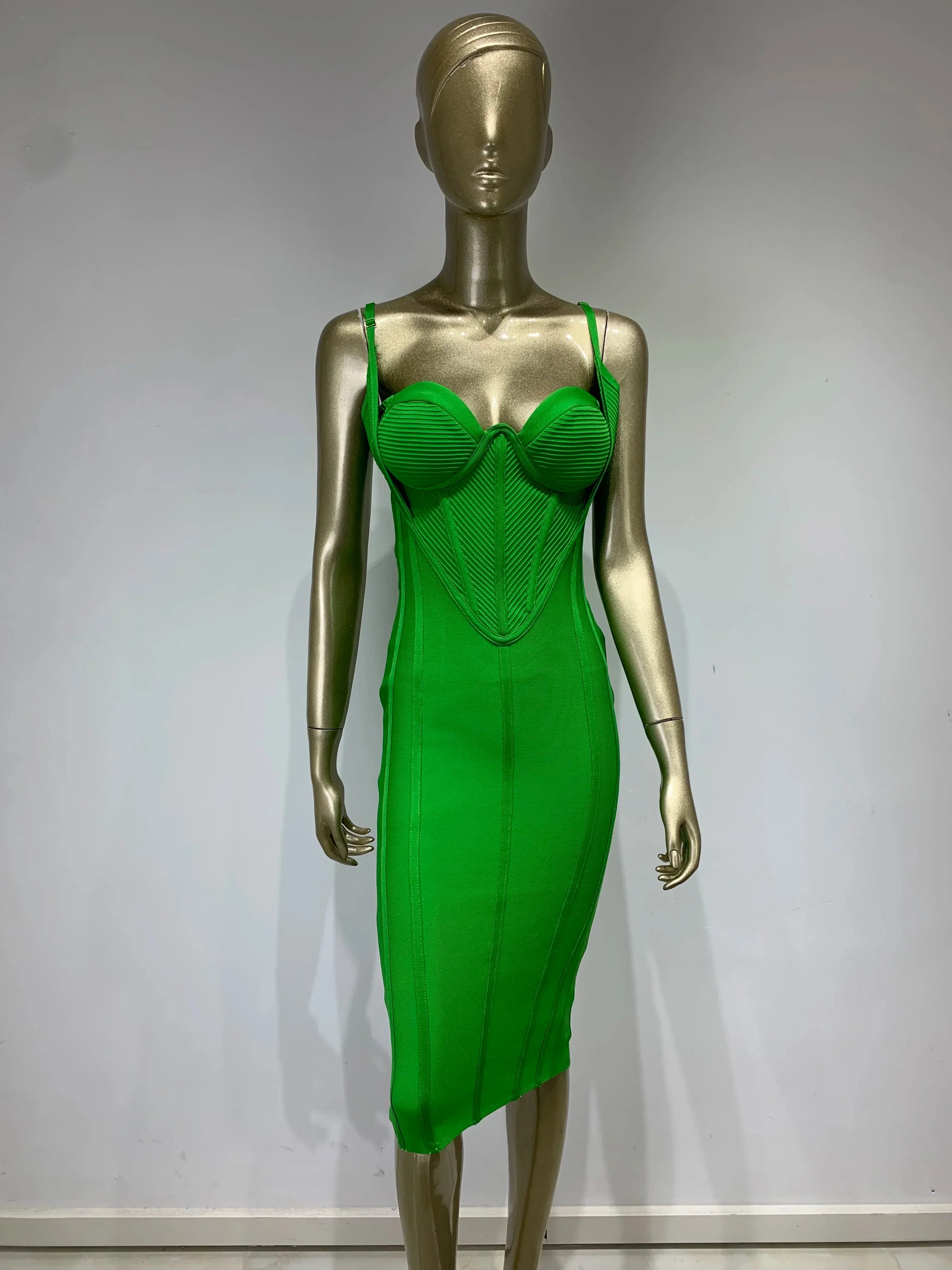 Summer Sexy Sleeveless Backless Green Midi Bodycon Bandage Elegant Party Dress