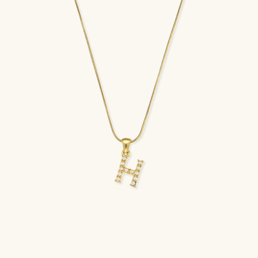 Celeste - Gold Pearl Letter Necklace