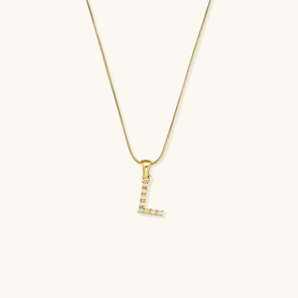 Celeste - Gold Pearl Letter Necklace