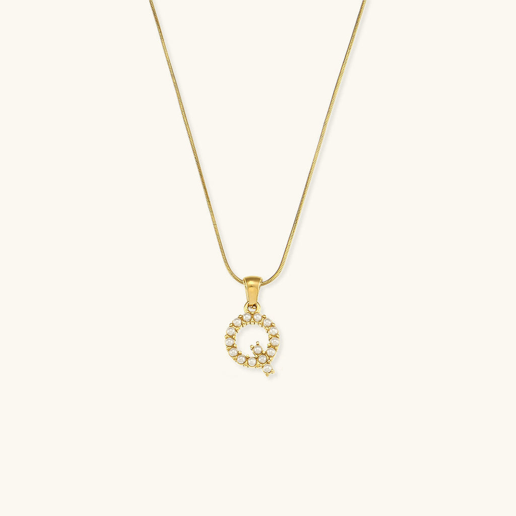 Celeste - Gold Pearl Letter Necklace