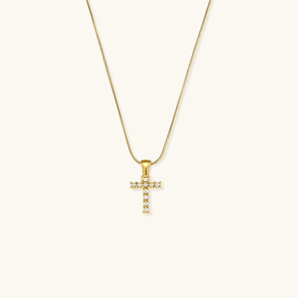 Celeste - Gold Pearl Letter Necklace