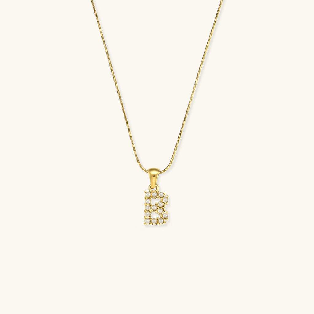 Celeste - Gold Pearl Letter Necklace