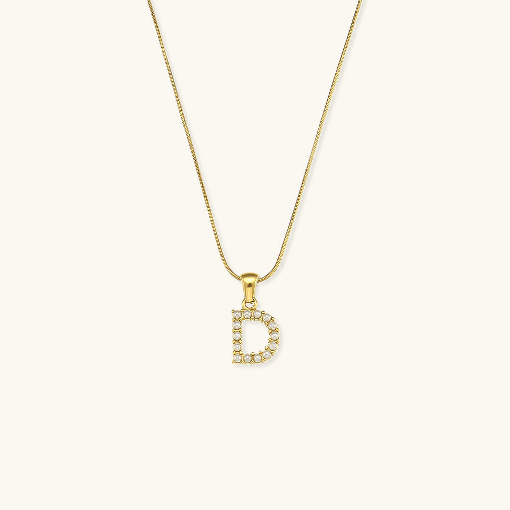 Celeste - Gold Pearl Letter Necklace