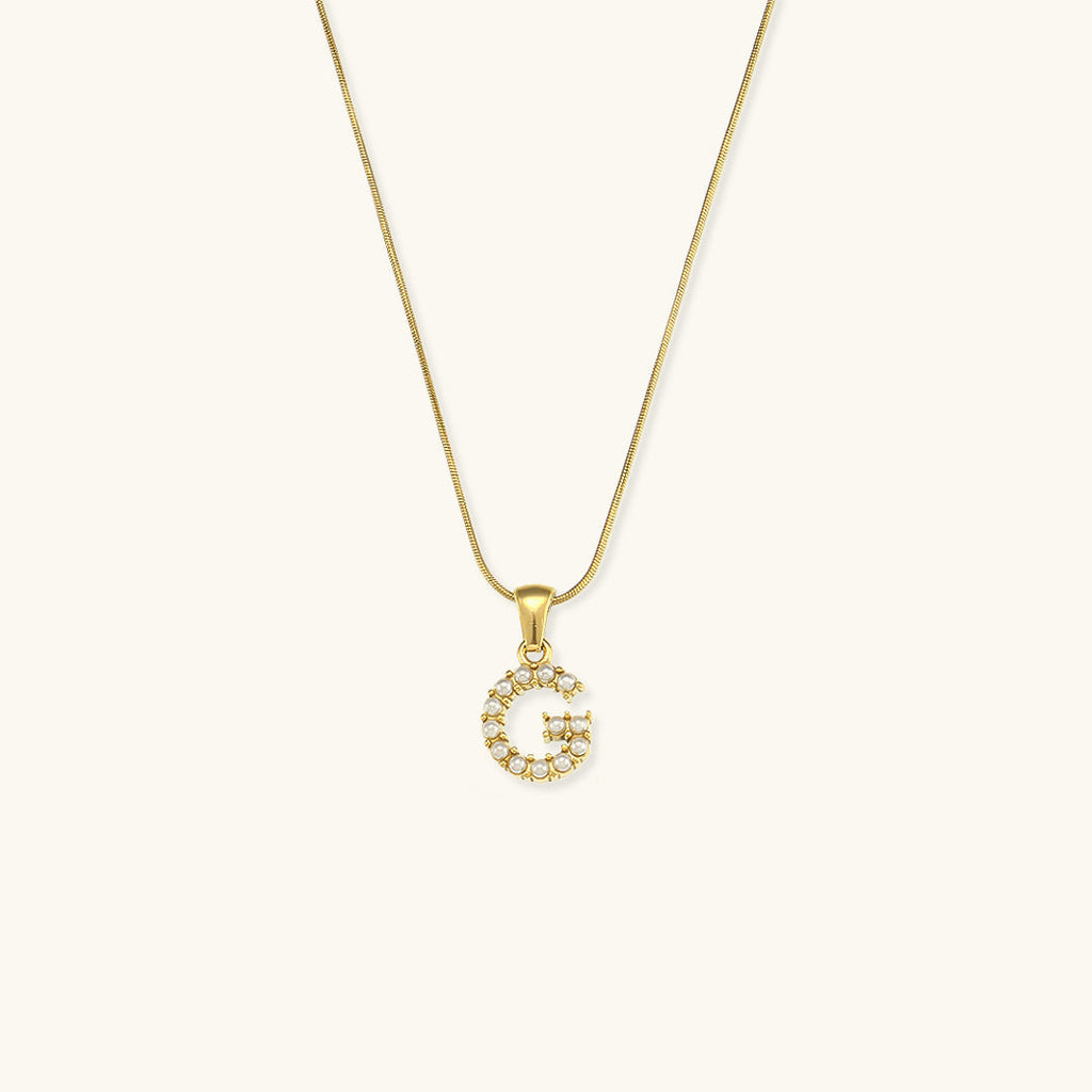 Celeste - Gold Pearl Letter Necklace