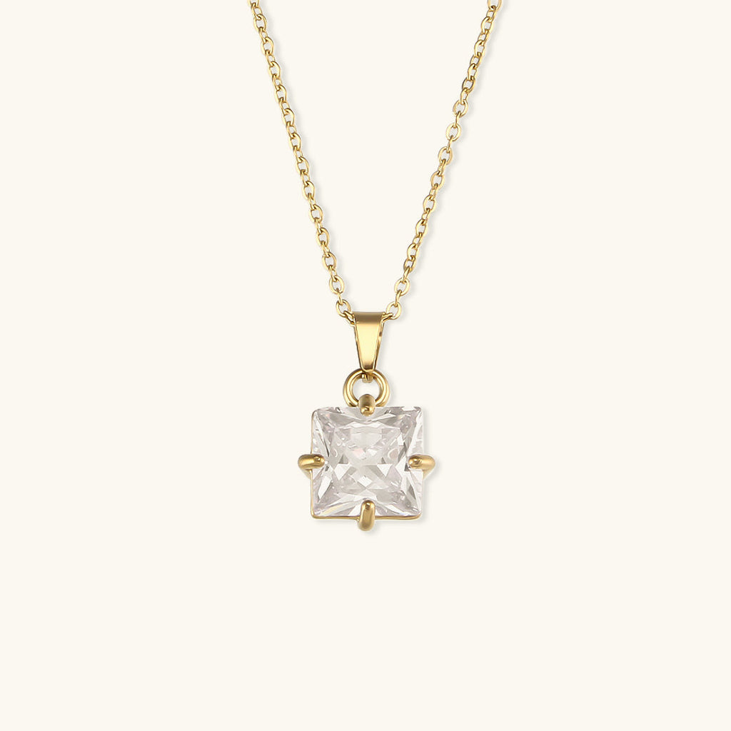 Celeste Gold Princess Cut Necklace