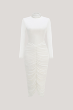 Cesarina High Neck Ruch Midi Dress