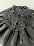 Camellia Flower Satin Gloves In Black