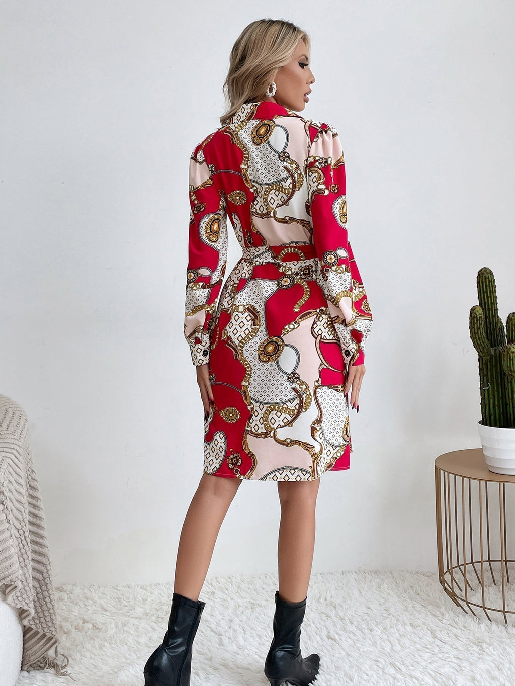 Chain Print Shirt Dress