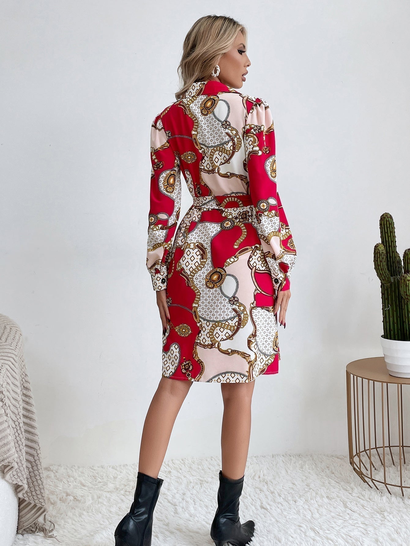 Chain Print Shirt Dress